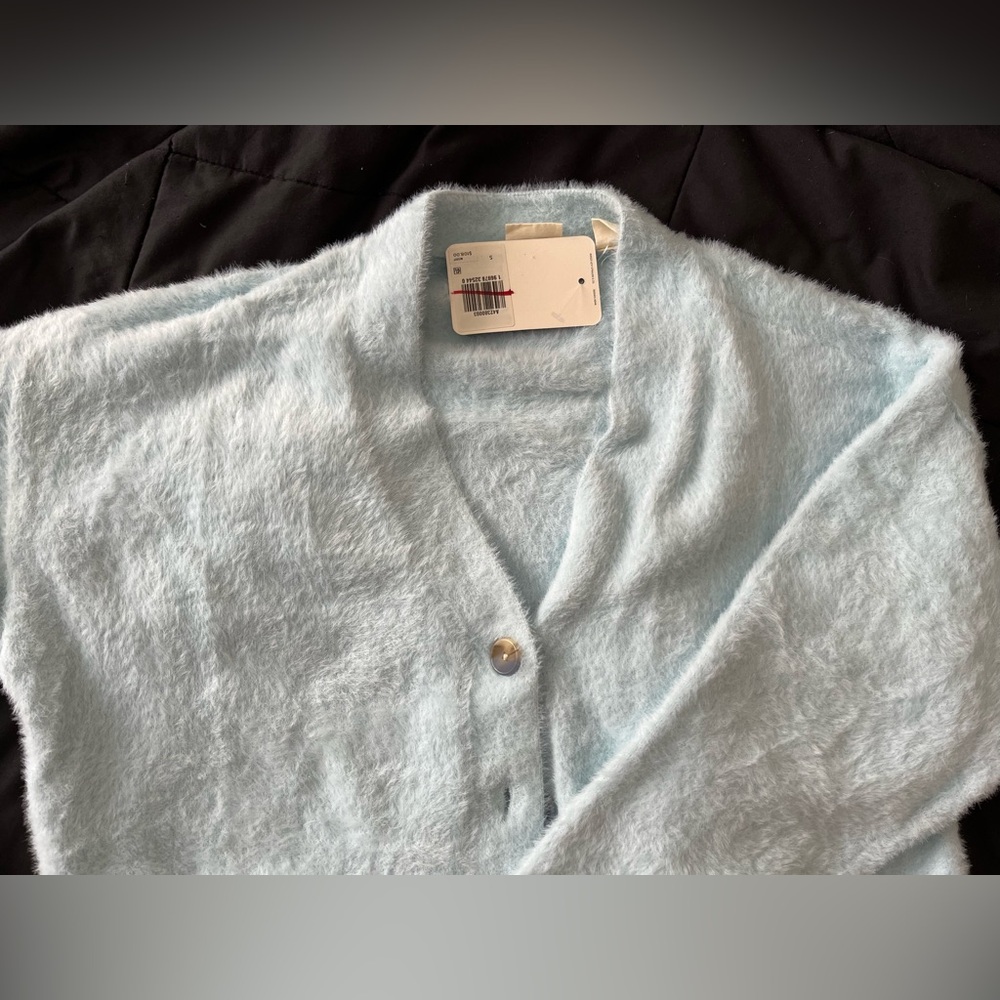 Levi's Light Baby Blue fuzzy Cardigan Sweater - Picture 5 of 6